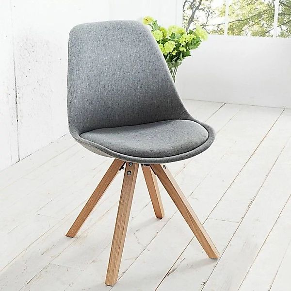 Retro Stuhl G?TEBORG Grau-Eiche Strukturstoff im skandinavischen Stil günstig online kaufen