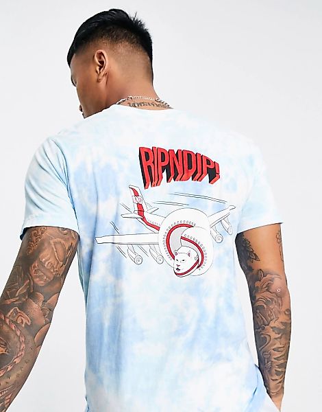 RIPNDIP – Flying High – T-Shirt mit Batikmuster in Blau günstig online kaufen