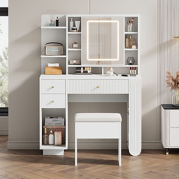 Flieks Schminktisch, Schminkkommode 100x40x138cm mit Hocker, günstig online kaufen