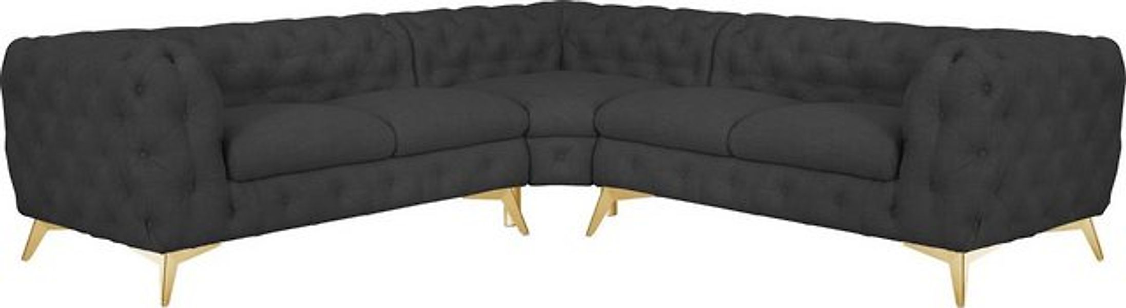 Leonique Chesterfield-Sofa "Ecksofa GLYNIS L-Form mit Wellenunterfederung, günstig online kaufen