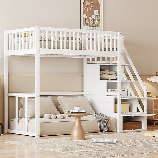 Odikalo Hochbett Jugendbett Kinderbett Massivholzbett Lagerleiter günstig online kaufen
