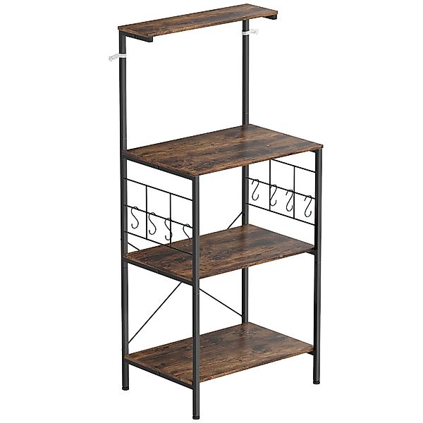 HOMCOM Küchenregal, Standregal mit 8 Haken, 2 Ablagen, Metallgitterpaneele, günstig online kaufen