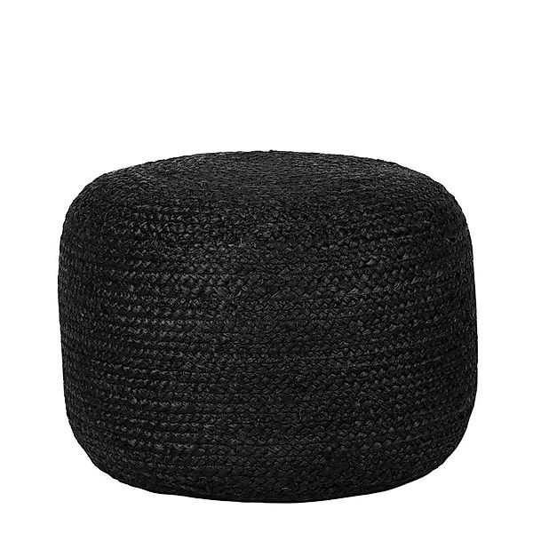 Handgearbeiteter Pouf in Schwarz Geflecht günstig online kaufen