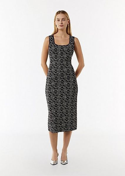 Comma Maxikleid Midi-Feinstrickkleid mit grafischem Muster Artwork günstig online kaufen