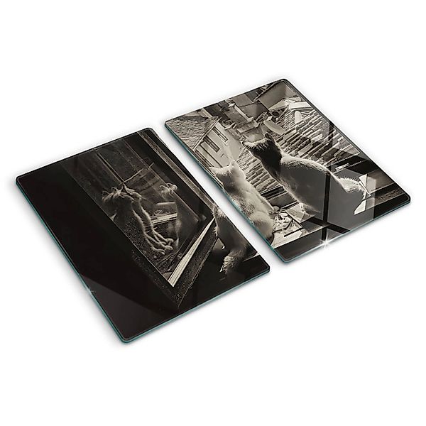 Tulup Herdabdeckplatte SET aus 2 Stück 40x52 cm Schneidebrett aus Glas Schu günstig online kaufen