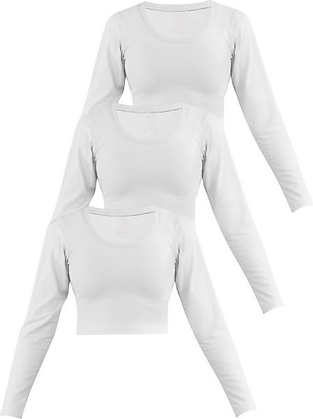 Janice Langarmshirt 3 x Damen crop Langarmshirt Nerja Kurzer Pullover aus B günstig online kaufen