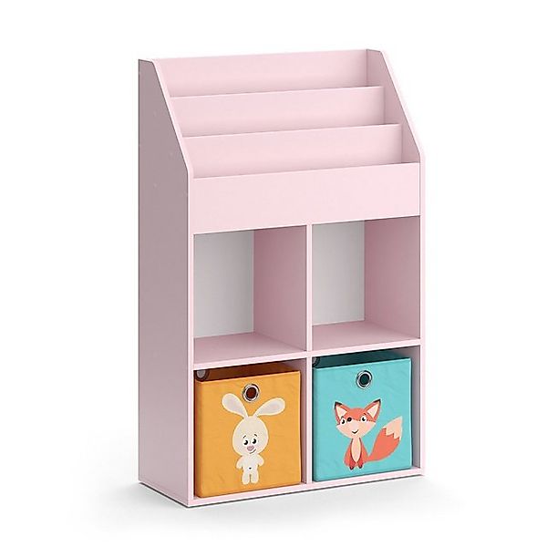 Vicco Bücherregal Luigi, Rosa, 72 x 114.2 cm mit 6 Faltboxen (bunt) günstig online kaufen