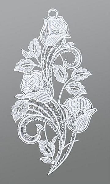 Plauener Spitze® Fensterbild Rosenranke, HxB 34x22cm günstig online kaufen
