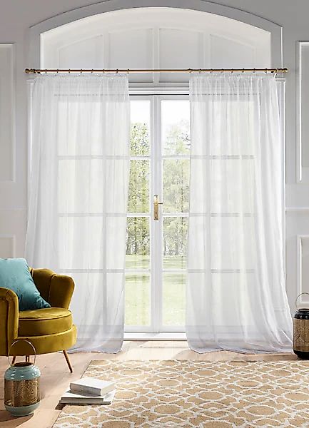 my home Gardine »Mila« Kräuselband 1 Stk. tlg. mit Wellenmuster bestickt, V günstig online kaufen