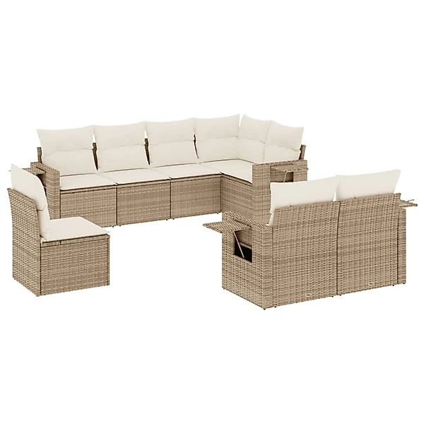 vidaXL 8-Tlg Garten-Sofagarnitur mit Kissen Beige Poly Rattan 3220437 günstig online kaufen