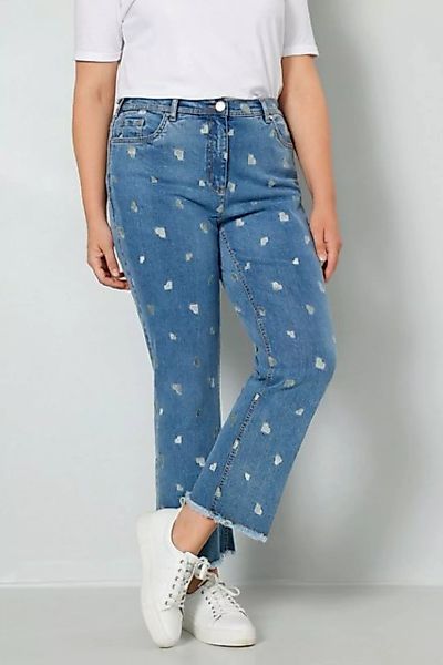 MIAMODA Regular-fit-Jeans 7/8-Jeans Slim Fit Herzen-Stickerei 5-Pocket günstig online kaufen