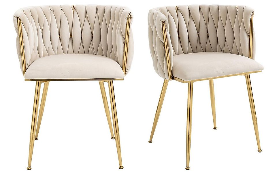 LVHOM Esszimmerstuhl Set mit runden Rückenlehne, Wohnzimmerstuhl aus Samt/L günstig online kaufen