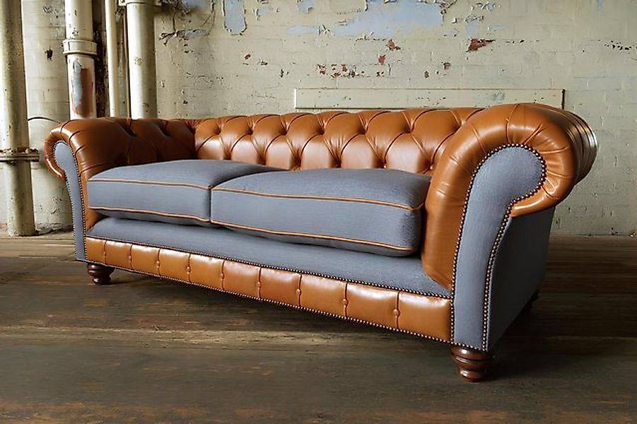 Xlmoebel Sofa Dreisitzer-Sofa in braunem Chesterfield-Design mit Leder- und günstig online kaufen