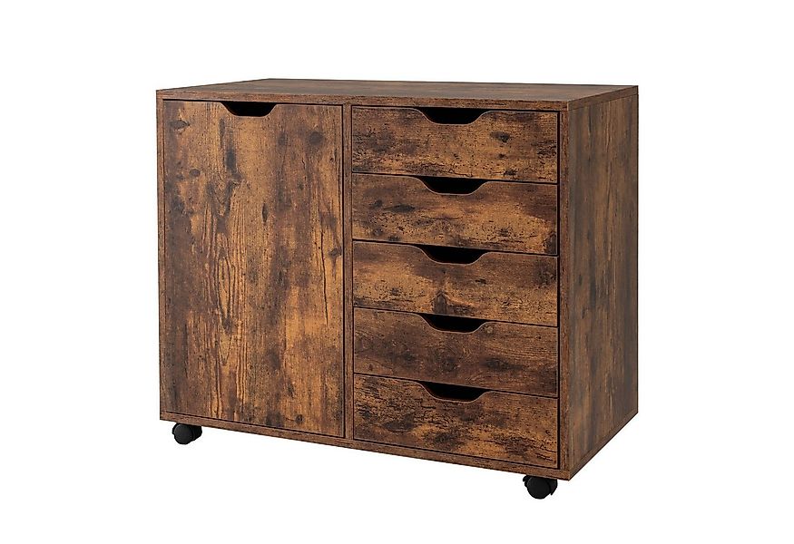 COSTWAY Rollcontainer, Aktenschrank mit 5 Schubladen, auf Rollen, 79x39x65c günstig online kaufen