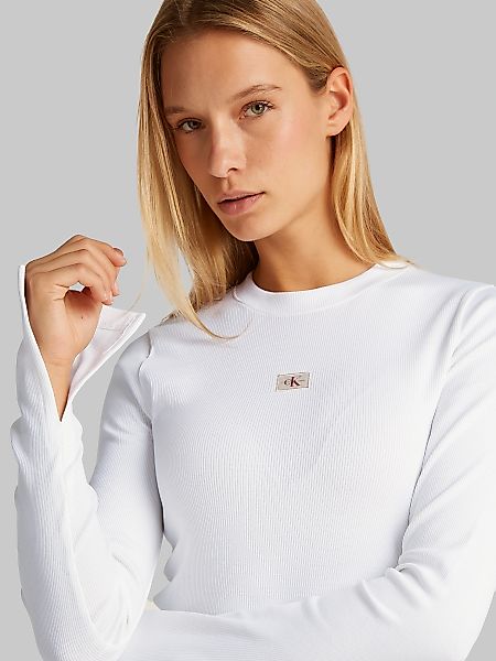 Calvin Klein Jeans Longtop "WOVEN LABEL RIB LS TOP", mit Logodruck günstig online kaufen