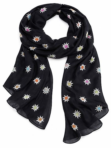 Allgäu Rebell Schal Edelweiss, (1-St), schwarz mit bunten Edelweiß Motiven günstig online kaufen