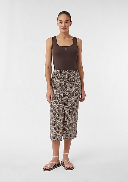 comma Midirock Rock Jeansrock in Midi-Länge mit Leo-Print günstig online kaufen