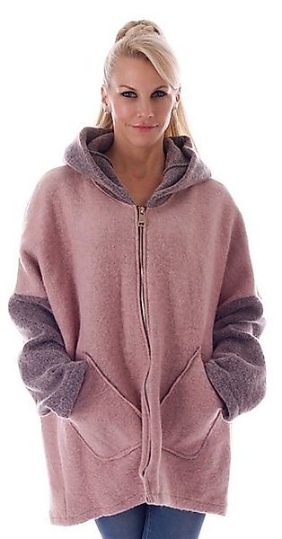 Charis Moda Wolljacke Jacke mit Kapuze Big Zipper Tone in Tone günstig online kaufen