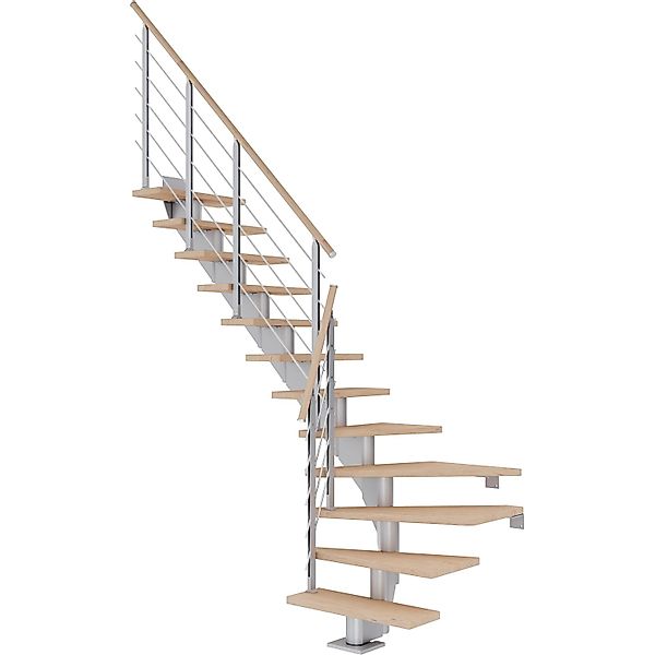 Dolle Mittelholmtreppe Hamburg Eiche Weiß Perlgrau GH bis 258 cm 1/4 Gew. 7 günstig online kaufen