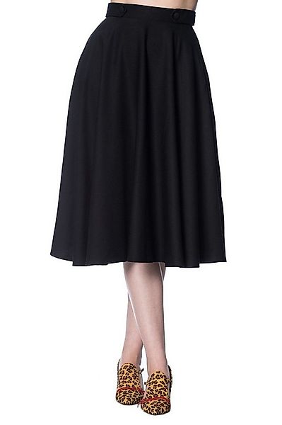 Banned A-Linien-Rock Di Di Plain Schwarz Retro Vintage Swing Skirt günstig online kaufen