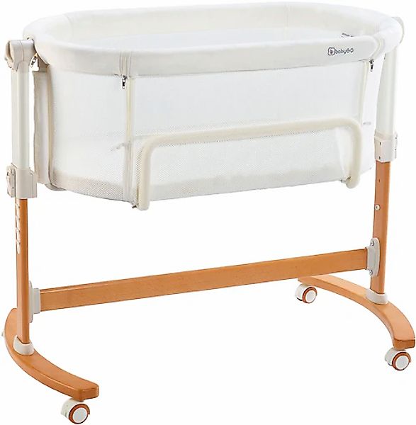 BabyGo Beistellbett »Amila, beige white«, mit Schaukelfunktion günstig online kaufen