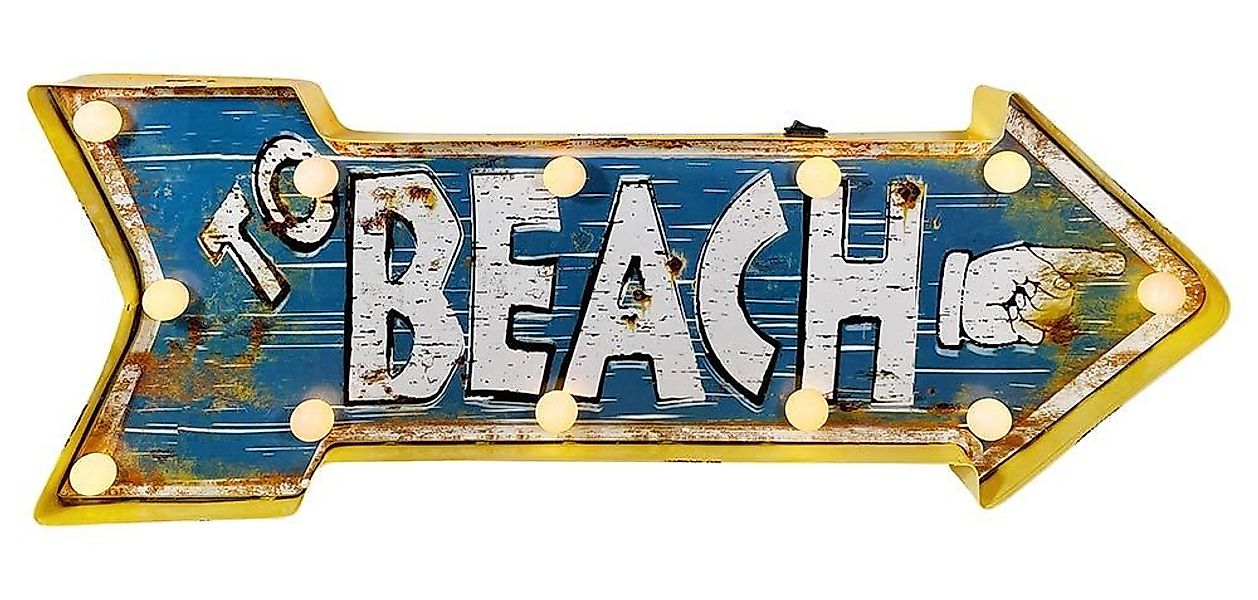 Wandleuchte TO BEACH Pfeil Strand LED Beleuchtung Leuchtdeko Vintage 60 x 2 günstig online kaufen