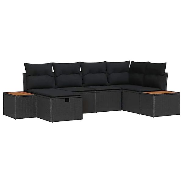 vidaXL Garten-Sofa-Set mit Kissen 6-Tlg Schwarz Poly Rattan 3359630 günstig online kaufen