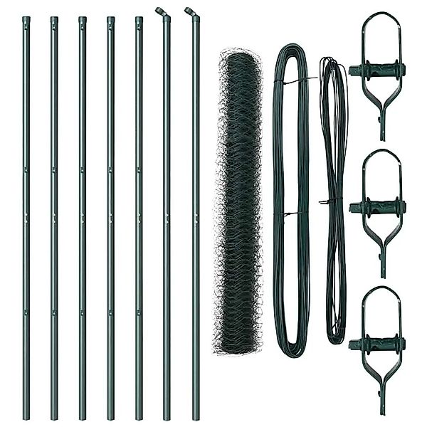 vidaXL Zaun mit Pfosten Grün 1 x 10 m PVC-beschichteter Stahl 3352638 günstig online kaufen