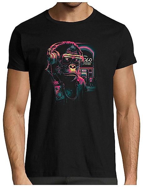 MyDesign24 T-Shirt Herren Print Shirt - Cooler Gorilla mit Kopfhörer Baumwo günstig online kaufen