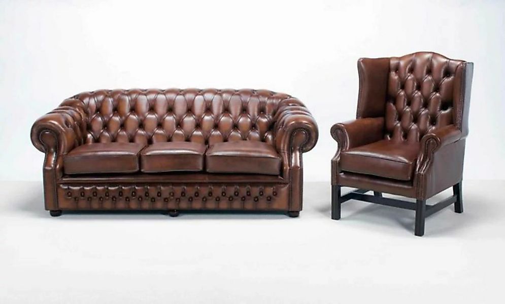 JVmoebel Chesterfield-Sofa Sofagarnitur Chesterfield Sofa Set Ohrensessel C günstig online kaufen
