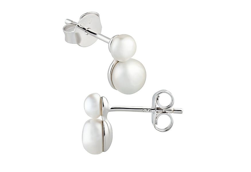 Schöner-SD Perlenohrringe Kleine Ohrstecker mit zwei Süßwasserperlen, Perle günstig online kaufen