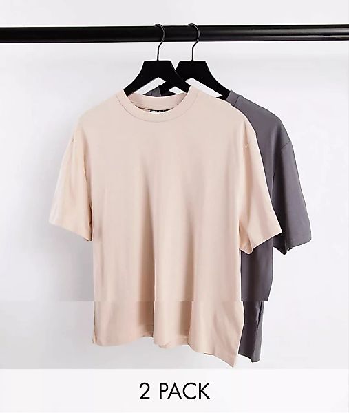 ASOS DESIGN – Locker geschnittene T-Shirts aus Bio-Baumwolle im 2er-Pack-Me günstig online kaufen