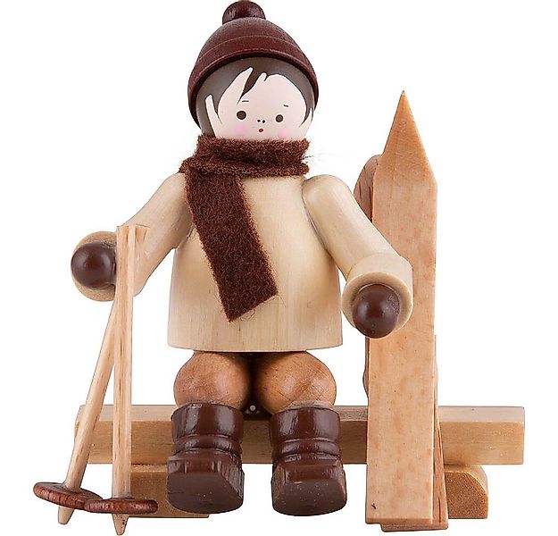 Volkskunstwerkstatt Romy Thiel Dekofigur Thiel-Figur Skifahrer auf Bank - n günstig online kaufen