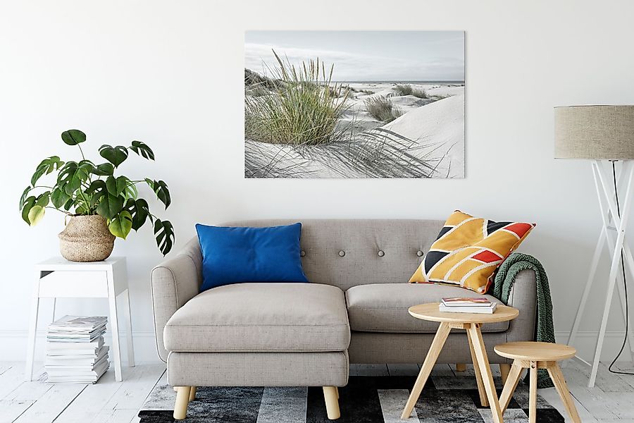 Pixxprint Leinwandbild Grasige Dünenlandschaft am Meer günstig online kaufen