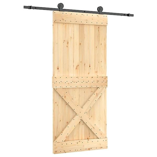 vidaXL Schiebetür mit Beschlag 90x210 cm Massivholz Kiefer 3203057 günstig online kaufen