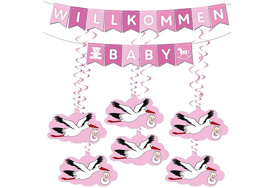 BRUBAKER Girlande Willkommen Baby Wimpelkette für Mädchen mit Storch Anhäng günstig online kaufen