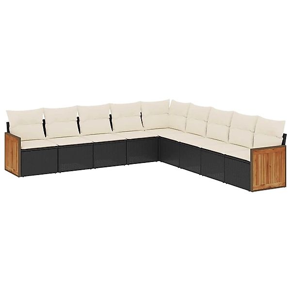vidaXL 9-Tlg Garten-Sofagarnitur mit Kissen Schwarz Poly Rattan 3260138 günstig online kaufen