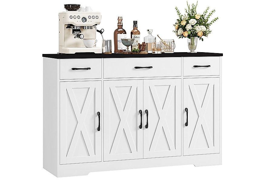 HOMECHO Sideboard, Küchenschrank 3 Schubladen 4 Türen, Verstellbaren Regale günstig online kaufen