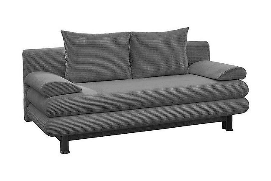 Sun Garden Schlafsofa BERN, Grau, Breitcord, mit Kissen, Bettkasten, Gästeb günstig online kaufen