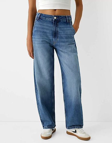 Bershka Skater-Fit-Jeans Im Washed-Look Damen 44 Ausgewaschenes Blau günstig online kaufen