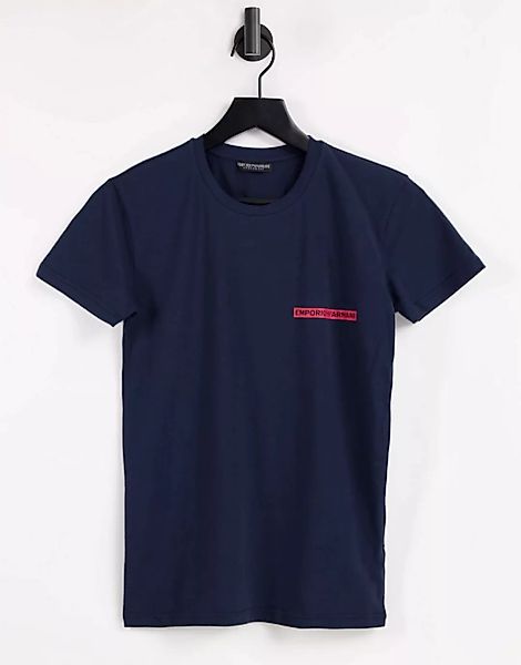 Emporio Armani – Bodywear – T-Shirt mit Logoprint in Marineblau günstig online kaufen