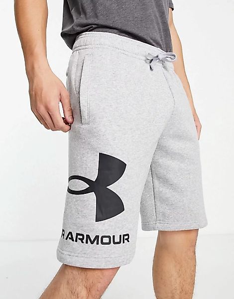 Under Armour – Rival – Fleece-Shorts in Grau mit großem Logo günstig online kaufen
