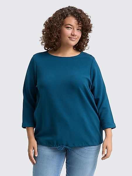 TOM TAILOR PLUS 3/4-Arm-Shirt T-Shirt Plus Size - Langarmshirt mit Knopf-De günstig online kaufen