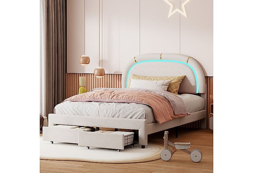 Furnishings Home Polsterbett Stauraumbett Jugendbett Stylisches LED (Verste günstig online kaufen