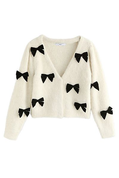 Next Strickjacke Strickjacke mit Wolle und Samtschleife (1-tlg) günstig online kaufen