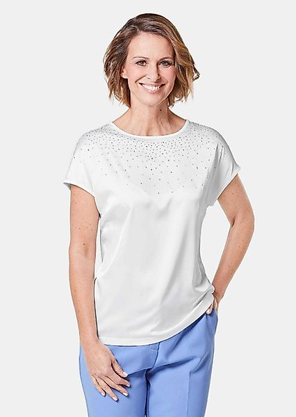 GOLDNER Kurzarmbluse Blusenshirt mit schimmernden Glitzersteinen günstig online kaufen
