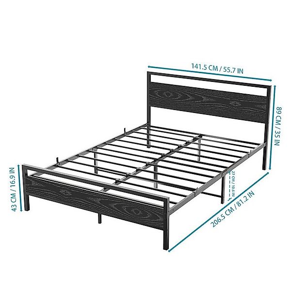 STILVORA Jugendbett Metallbett 140x200 Bettgestell mit Lattenrost,Stauraum günstig online kaufen
