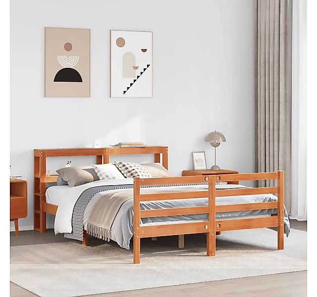 vidaXL Bett, Massivholzbett ohne Matratze Wachsbraun 140x200 cm Kiefernholz günstig online kaufen