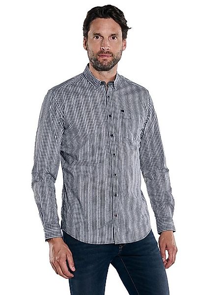 Engbers Langarmhemd Herren Langarm-Hemd gestreift, Schwarz günstig online kaufen
