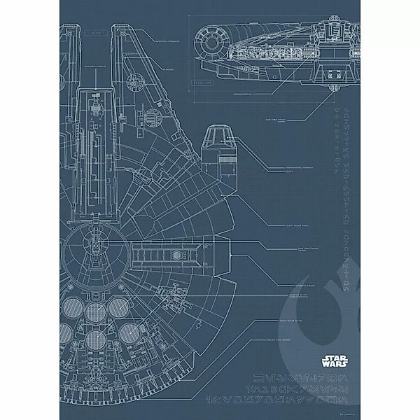 Komar Poster Star Wars Blueprint Falcon Star Wars B/L: ca. 50x70 cm günstig online kaufen